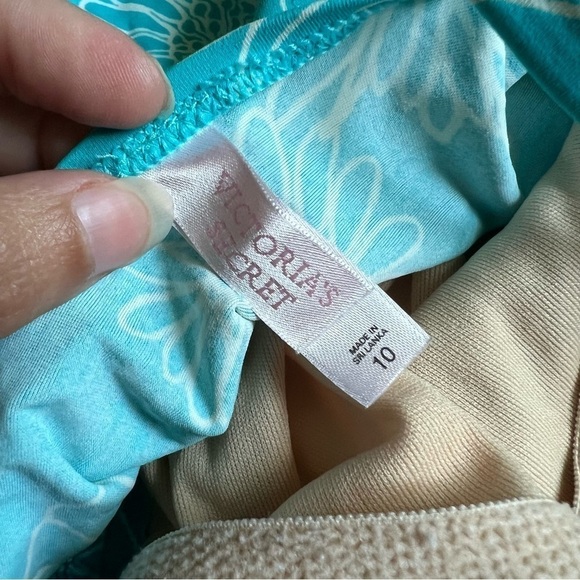 Y2k 90’s Victoria’s Secret floral one piece swimsuit turquoise & white size 10 - Picture 12 of 14